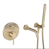 Juno 360 Rotation Gold Finish Shower Faucet & Handheld Bathtub Shower System With Single Handle Mixer