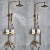 Juno Wall Mount Combo Polished Brass Dual Shower Head With Hand Held Bathtub Shower Set