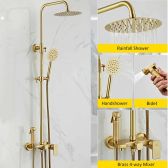 Juno Best Solid Brass Brushed Gold Rainfall Shower Head with Shower Biget