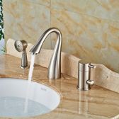 Juno Vegas Single Handle Brushed Nickel Deck Mount Bathtub Faucet with Hand-Shower