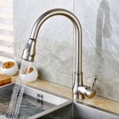 Juno Brushed Nickel Kitchen Sink Faucet with Pullout Sprayer