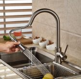 Juno Brushed Nickel Kitchen Faucet with Pullout Spout