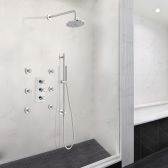 Juno Cali Thermostatic Wall Mount Shower System With Six Body Jets in Chrome Finish
