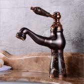 Juno Ceramic Rose Gold Pull Out Deck Mount Bathroom Sink Faucet