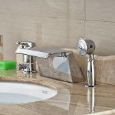 Juno Ceramic Valve Waterfall Chrome Bathtub Faucet with Hand Shower