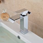 Juno Michigan LED Light Chrome Single Handle Waterfall Bathroom Basin Vanity Sink Faucet