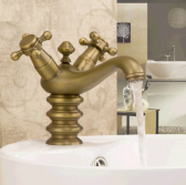Classical Bathroom Single Hole Antique Brass Basin Faucet  | Double Handle Sink Mixer Tap