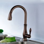 Juno Venice Pull Out Bronze Kitchen Sink Faucet Deck Mount Long Neck Hot & Cold Mixer Tap