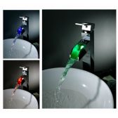 Juno 32CM Chrome Finish Waterfall Color Changing LED Bathroom Sink Faucet Single Lever Single Handle