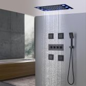 Juno Concealed 3 Functions Black LED Shower Head with 4 Inch Body Jets