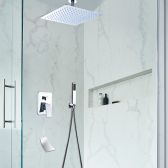 Juno Contemporary Chrome Rainfall Shower Head with Hand-Held Shower & Faucet