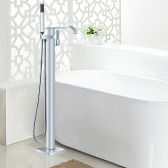 Juno Contemporary Handheld Chrome Freestanding Bathtub Faucet Shower 