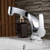 Juno Curved White Chrome Single Handle Bathroom Faucet