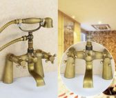 Juno Deck Mount Antique Brass Body Claw Foot Bathtub faucet with Hand Held Shower Head