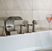 Juno Deck Mount Bathtub Faucet with Handheld Body Shower