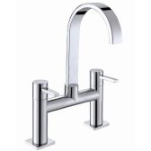Juno Double Handle Widespread Long Neck Brass Chrome Plated Waterfall Bathroom Faucet
