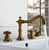 Juno Long Spout Swivel Bathroom Faucet Deck Mount Brass Dual Handle Bathroom Sink Faucet