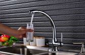 Juno Polished Dual Handle Swivel 360-Degree Rotation Curved Kitchen Sink Faucet