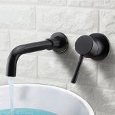Juno Elisa Solid Brass Modern Wall-Mount Bathroom Sink Faucet with Single Handle in Black Finish
