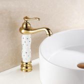 Juno Euro Gold Finish Luxury Tall Bathroom Basin Vanity Sink Mixer Faucet Single Handle