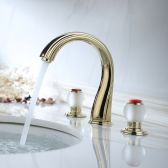 Juno Hook Faucet Polished Gold Deck Mount With Two Crystal mixer
