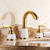 Juno Gold Brass Double Handle Bathroom Mixer Faucet 