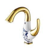 Juno Curved Sink Faucet Gold Brass Single Handle Basin Water Tap Faucet