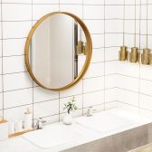 Juno Beautiful Round Stainless Steel Gold Frame wall Mount Bathroom Mirror