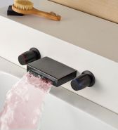Juno Natal Waterfall Oil Rubbed Bronze Bathroom LED Sink Faucet Double Tap Mixer