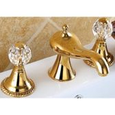 Juno Ivory Dual Handle Crystal Gold Bathroom Sink Faucet Mixer Tap