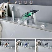 Juno LED Waterfall Bathroom Faucet for Bath Tubs with Hand Shower