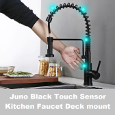 Juno Touch Control Black Kitchen Faucet Stainless Steel Mixer Tap