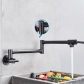 Juno Polished Folding & Rotating Wall Mount Kitchen Sink Faucet