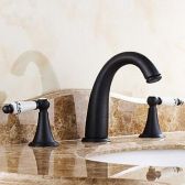 Juno 3 Hole Widespread Oil Rubbed Bronze Finished Bathroom Basin Faucet