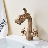 Juno Dual Handle Antique Brass Dragon Bathroom Faucet 