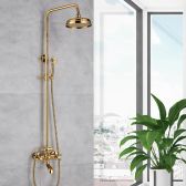 Juno Luxury Gold Shower Mixer Faucet Brass Rainfall Shower Set