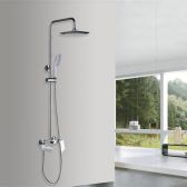 Juno Beautiful Square Contemporary Chrome & White Single Handle Bathroom Shower Set