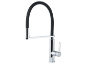 Juno Goose Neck Black & Chrome Single Handle Pull Out Kitchen Faucet