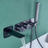 Juno Black Wall Mount Bathtub Shower Faucet Set