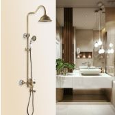 Juno Hook Polished Brass Shower Head Extension Arm With Handheld Shower and Tub Spout