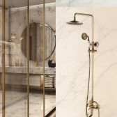 Juno Classic Polished Brass Shower Head With Handheld Shower and Tub Spout