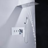 Juno Featured Waterfall & Rainfall Shower Head With Thermostatic Mixer Valve & Handheld Shower