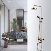 Juno Gold Finish Classical Design Rain Shower Head Set Brass Faucet Handheld Shower Head