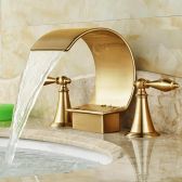 Juno Gold Finish Dual Handle Bathroom Vessel Sink Faucet Mixer Tap