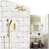 Juno Gold Plated Wall Mount Shower Head Set with Hand Shower
