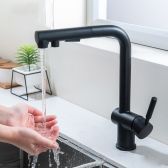 Juno Kitchen Black Sink Mixer Tap Faucet Single Lever Deck Mount
