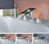 Juno LED Waterfall Bathroom Faucet for Bath Tubs with Hand Sprayer
