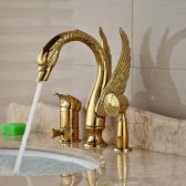 Juno Long Neck Gold Swan Bathtub Faucet with Hand Shower