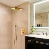 Juno New Gold Shower Head Set with Handheld Shower