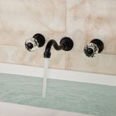 Juno Oil Rubbed Bronze Bathtub Faucet Wall Mounted Double Crystal Handle Mixer Faucet